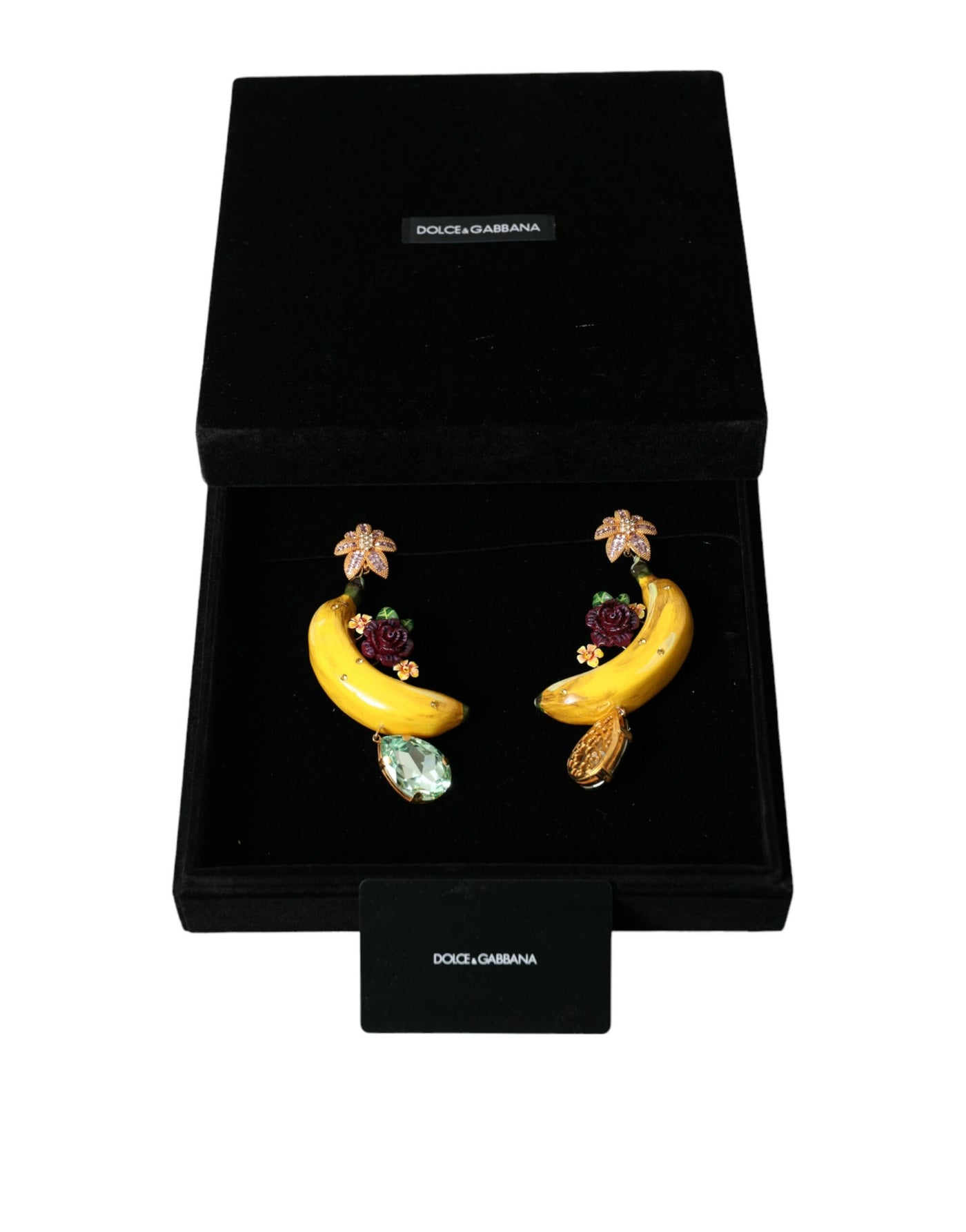 Dolce & Gabbana Gold Messing Kristall Banane Clip-on-Schmuck baumelnden Ohrringe