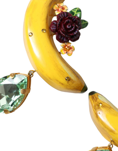 Dolce & Gabbana Gold Messing Kristall Banane Clip-on-Schmuck baumelnden Ohrringe