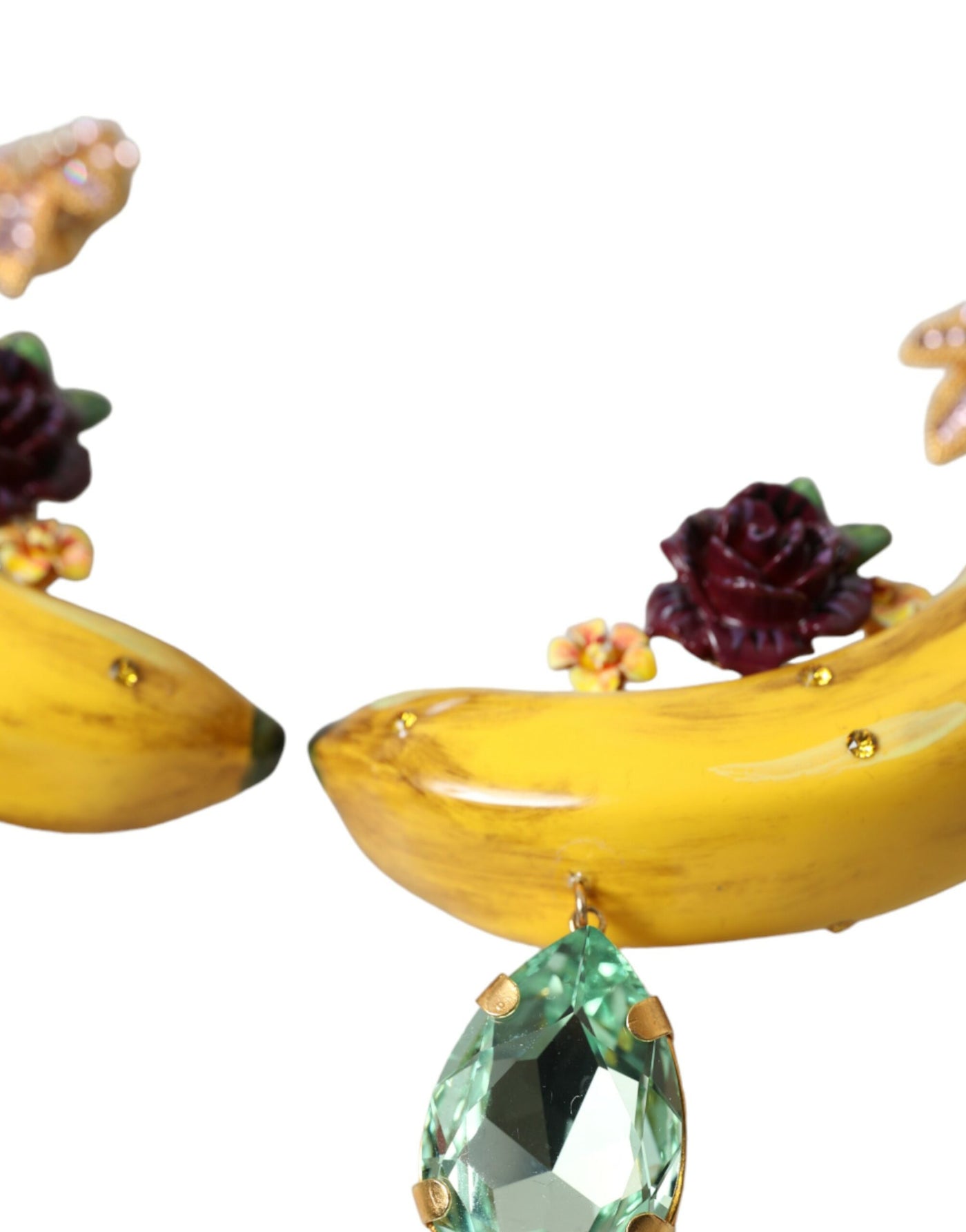 Dolce & Gabbana Gold Messing Kristall Banane Clip-on-Schmuck baumelnden Ohrringe
