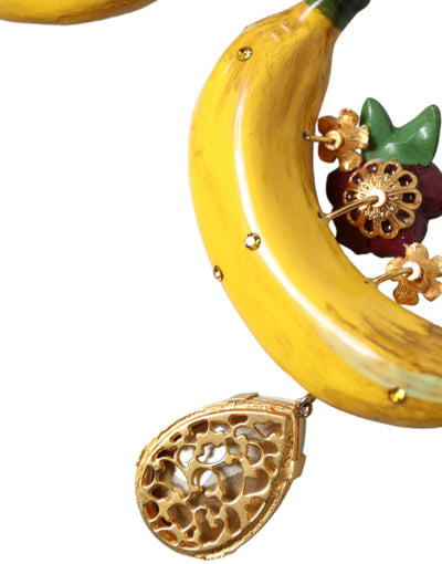 Dolce & Gabbana Gold Messing Kristall Banane Clip-on-Schmuck baumelnden Ohrringe