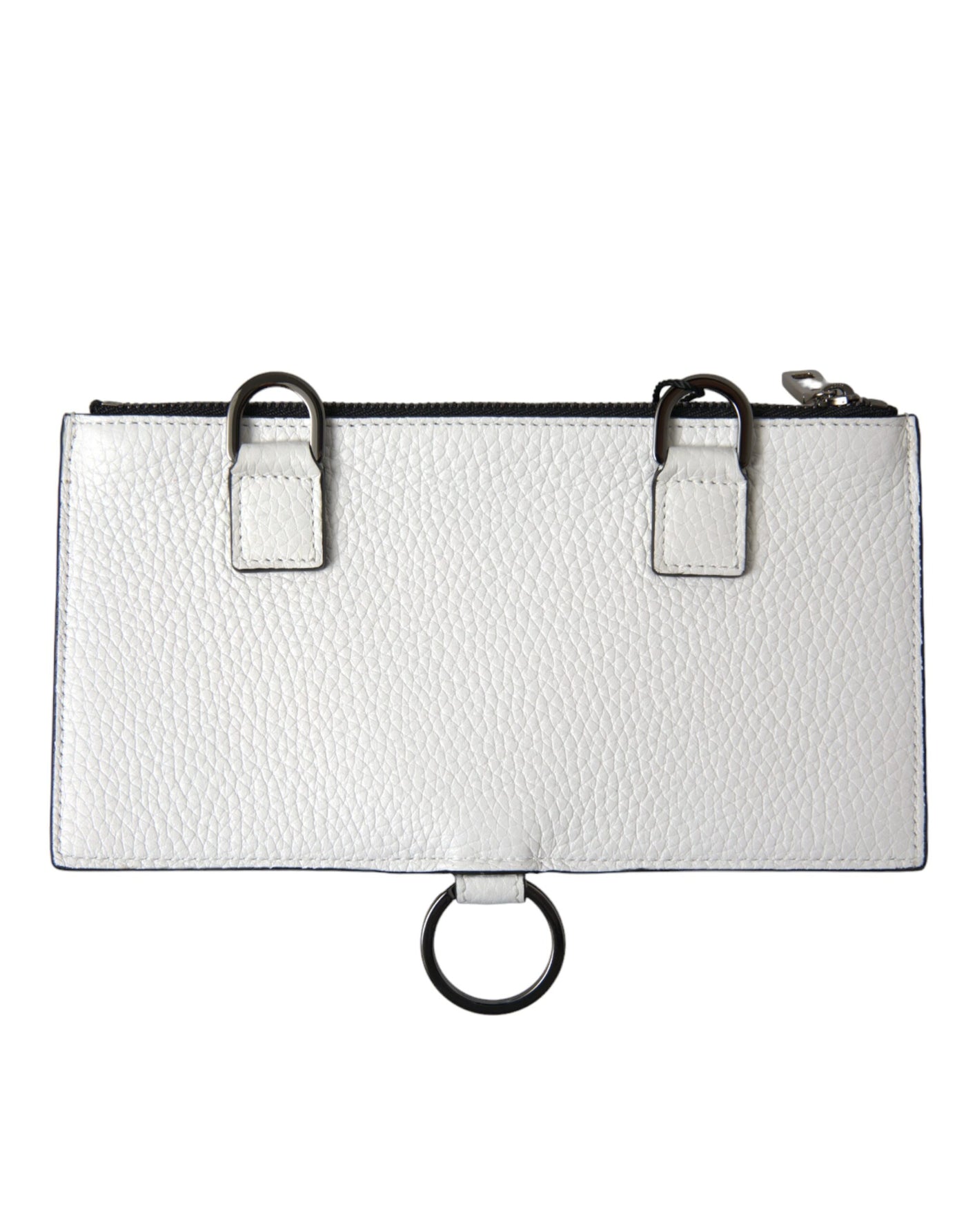Dolce & Gabbana Weißes Kalbsleder Großes Crossbody-Kartenetui Brieftasche