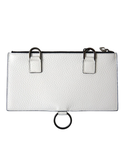 Dolce & Gabbana Weißes Kalbsleder Großes Crossbody-Kartenetui Brieftasche