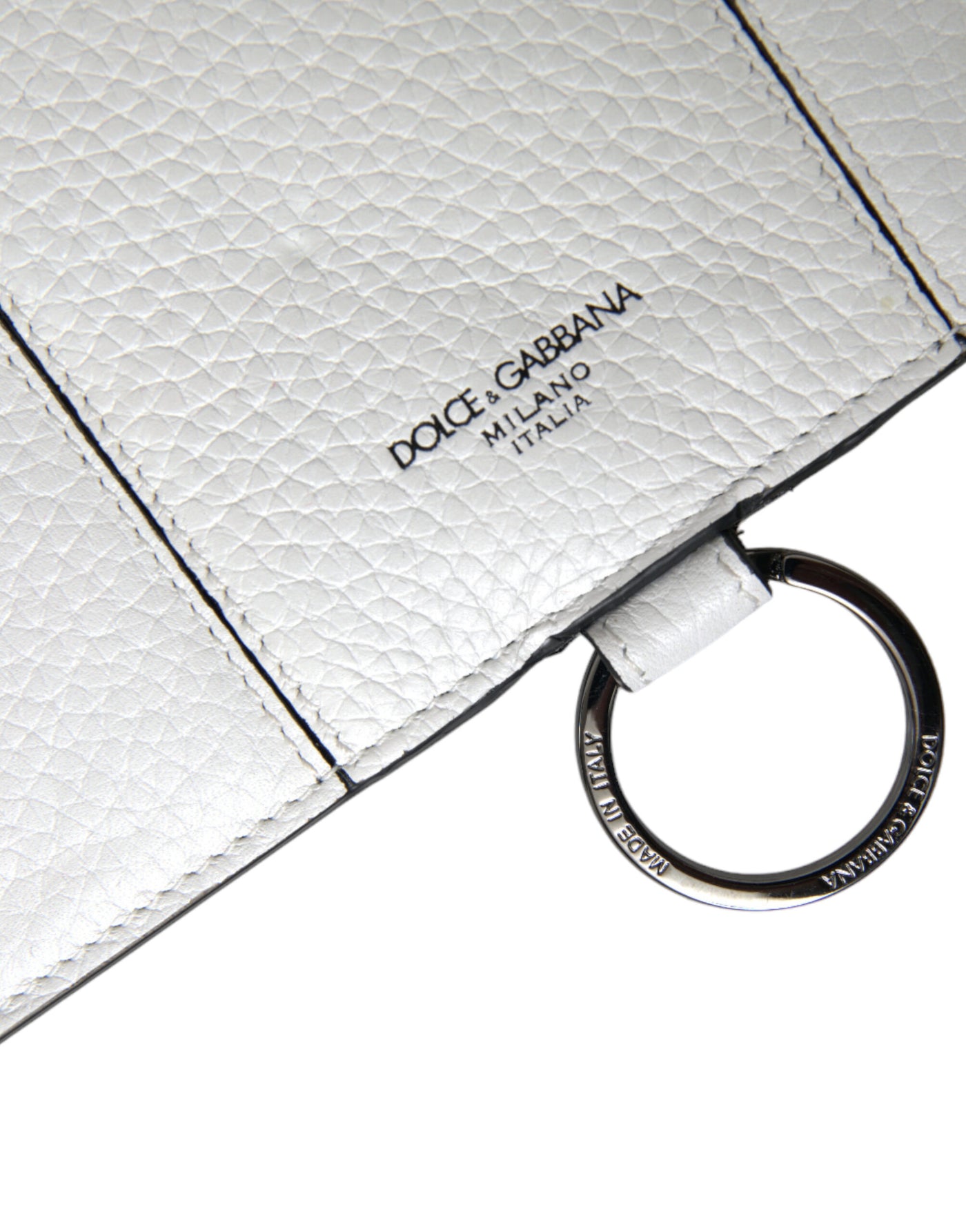 Dolce & Gabbana Weißes Kalbsleder Großes Crossbody-Kartenetui Brieftasche