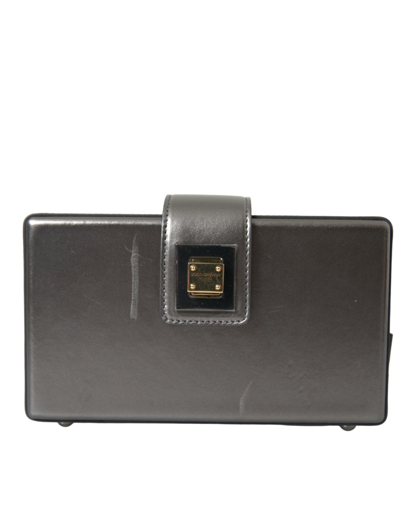 Dolce & Gabbana Metallisch graues Kalbsleder DG BOX Umhängetasche
