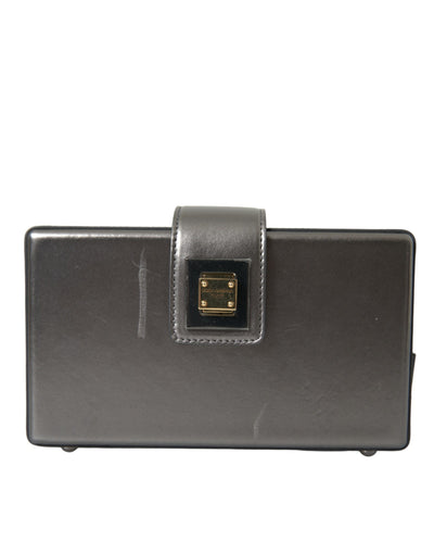 Dolce & Gabbana Metallisch graues Kalbsleder DG BOX Umhängetasche