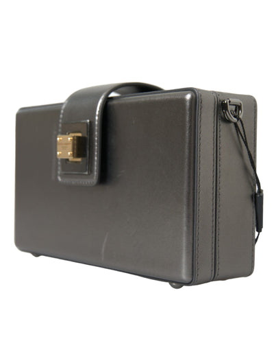 Dolce & Gabbana Metallisch graues Kalbsleder DG BOX Umhängetasche