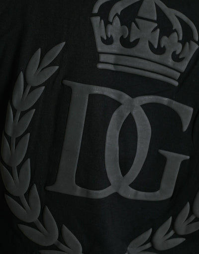 Dolce & Gabbana Schwarzes T-Shirt mit Rundhalsausschnitt und kurzen Ärmeln mit Logo-Prägung