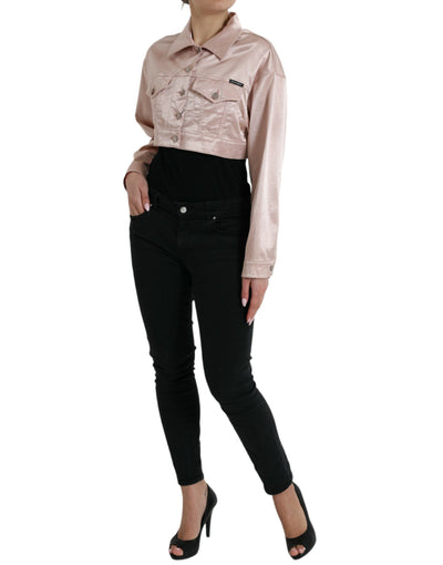Dolce & Gabbana Rosa Baumwoll-Stretch-Cropped-Jacke