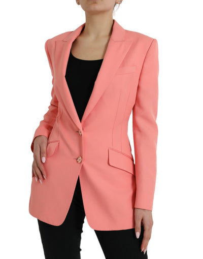 Dolce & Gabbana Einreihige Blazerjacke aus rosa Polyester