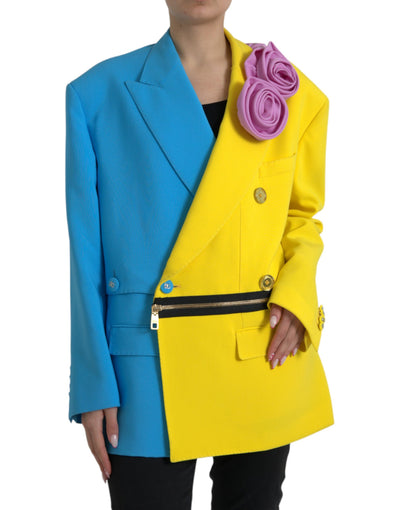 Dolce & Gabbana Multicolor Patchwork Blumenapplikationen Mantel Jacke