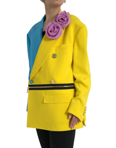 Dolce & Gabbana Multicolor Patchwork Blumenapplikationen Mantel Jacke