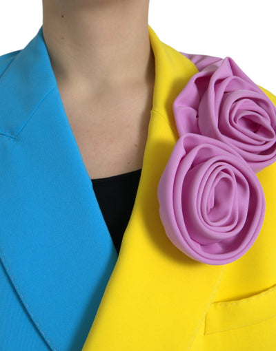 Dolce & Gabbana Multicolor Patchwork Blumenapplikationen Mantel Jacke