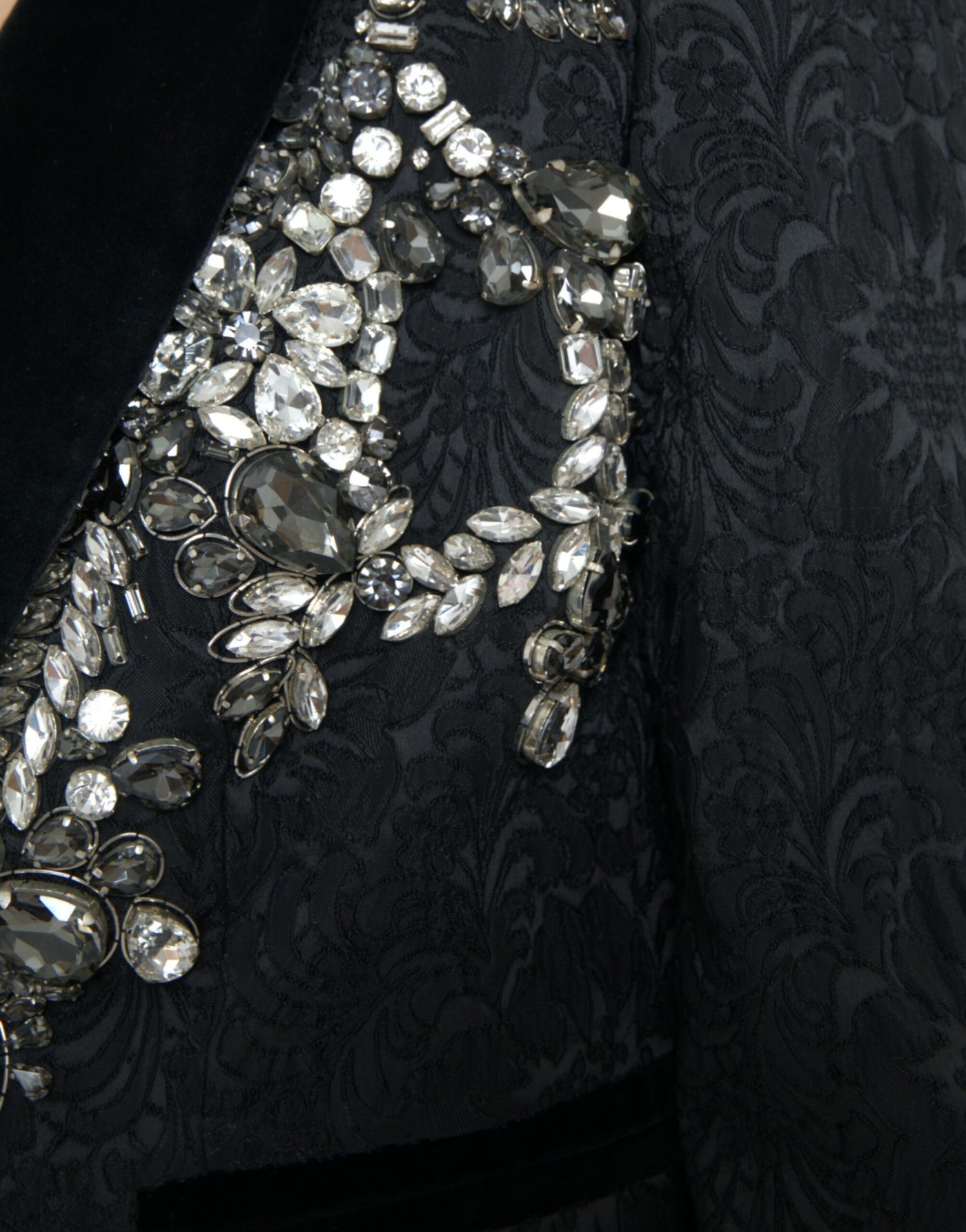 Dolce & Gabbana Schwarzer kristallbesetzter Mantel Jacke
