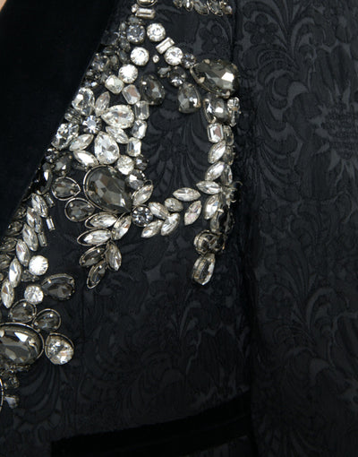 Dolce & Gabbana Schwarzer kristallbesetzter Mantel Jacke