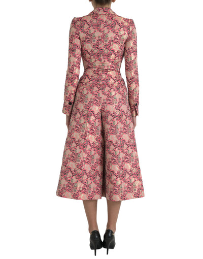 Dolce & Gabbana Rosa Floral Jacquard Slim Fit 2 Stück Anzug