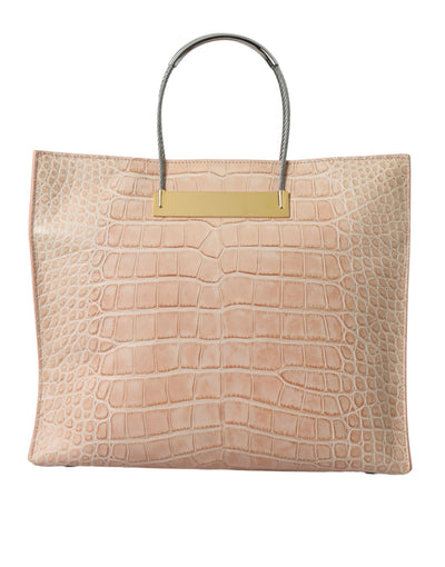 Balenciaga Rosa Exotische Lederprägung mit Kabelgriff Shopper Tote Bag