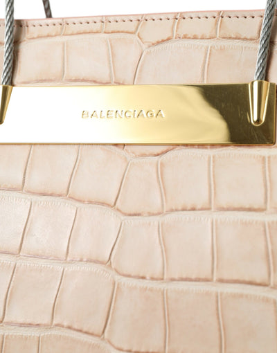 Balenciaga Rosa Exotische Lederprägung mit Kabelgriff Shopper Tote Bag