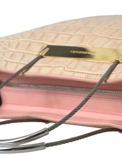 Balenciaga Rosa Exotische Lederprägung mit Kabelgriff Shopper Tote Bag