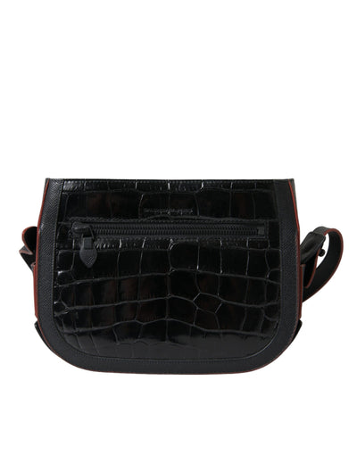 Balenciaga Schwarze Exotenleder Schulter Crossbody Kameratasche
