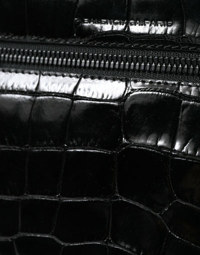 Balenciaga Schwarze Exotenleder Schulter Crossbody Kameratasche