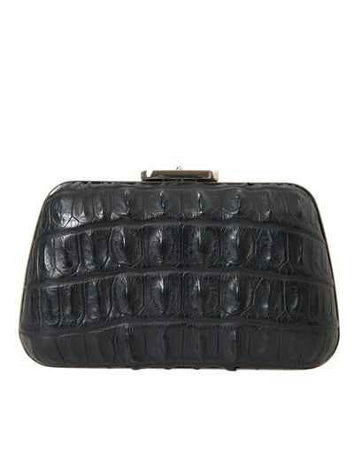 Balenciaga Schwarze Exotenhaut Leder Umhängetasche Crossbody Box Clutch Bag
