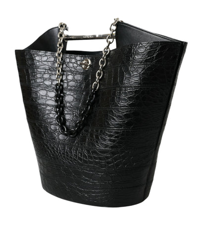 Balenciaga Schwarzes Exotenleder Maxi Bucket Tote Geldbörse Tasche