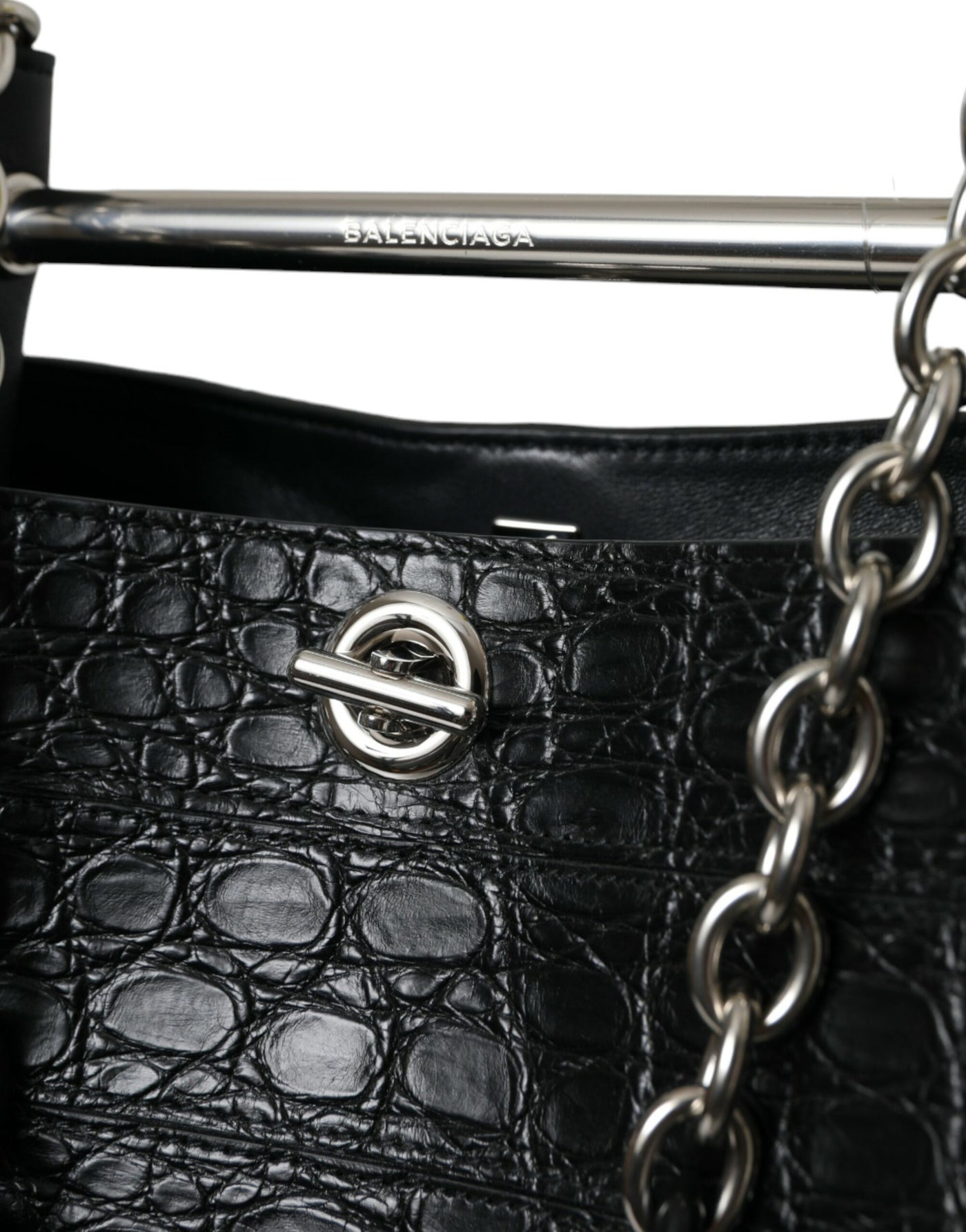Balenciaga Schwarzes Exotenleder Maxi Bucket Tote Geldbörse Tasche