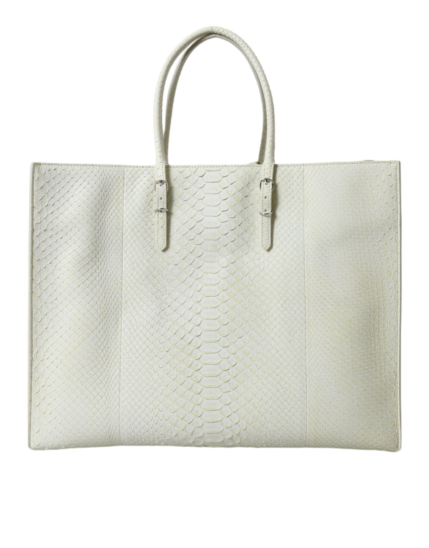 Balenciaga Weiß Gelb Exotische Haut Leder Einkaufstasche PAPIER Tasche