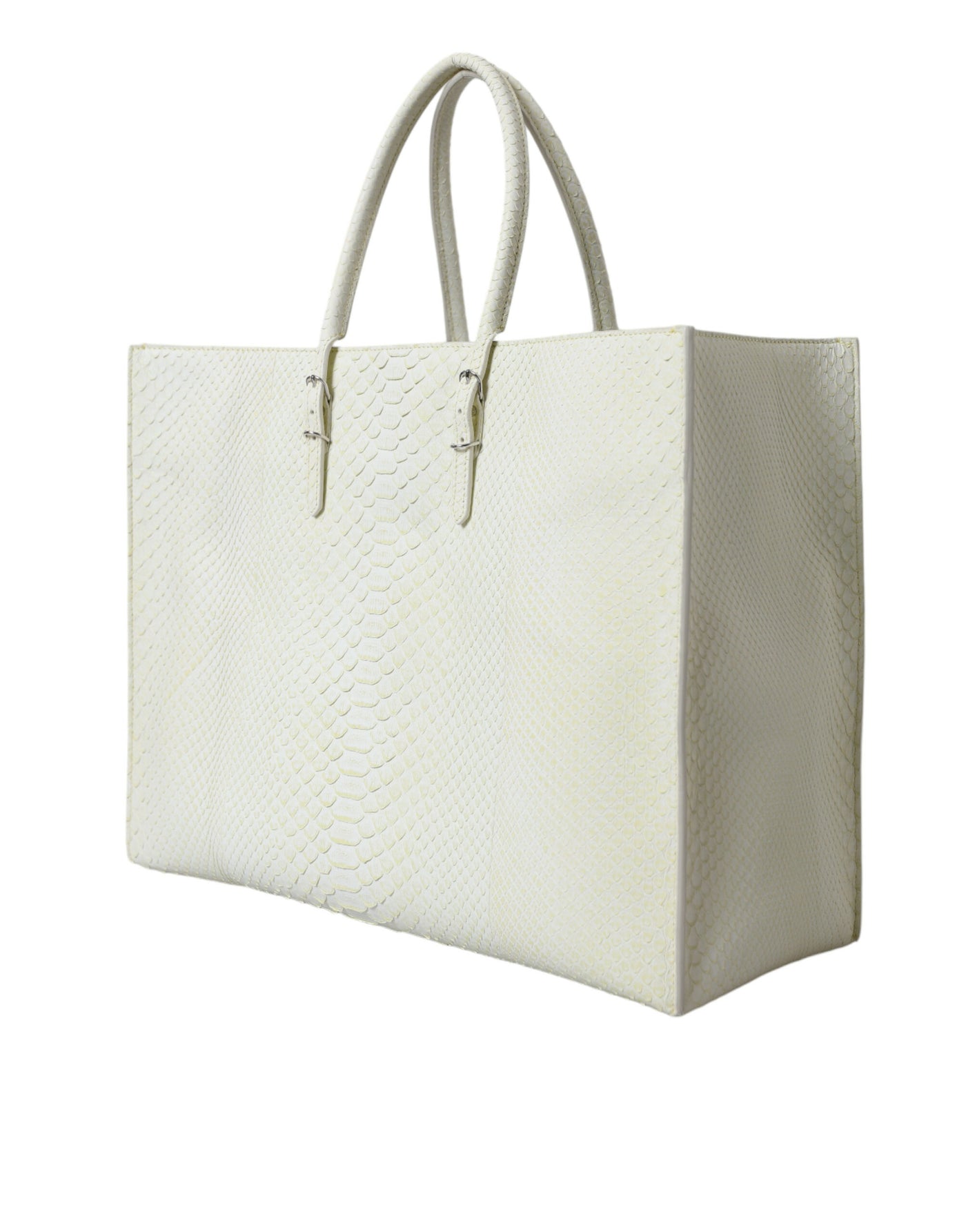 Balenciaga Weiß Gelb Exotische Haut Leder Einkaufstasche PAPIER Tasche