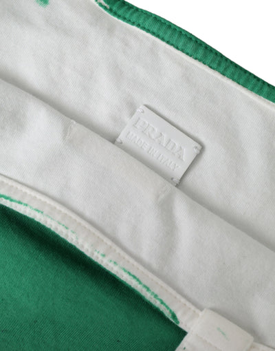 Prada Grüner Jersey Stoff Logo Umhängetasche Einkaufstasche