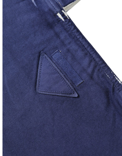 Prada Blauer Jersey Stoff Logo Schultertasche Einkaufstasche Einkaufstasche