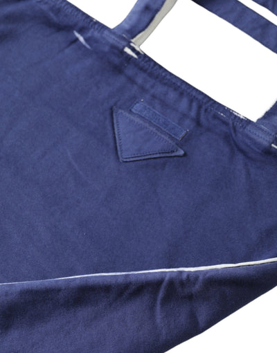 Prada Blauer Jersey Stoff Logo Schultertasche Einkaufstasche Einkaufstasche