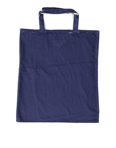 Prada Blauer Jersey Stoff Logo Schultertasche Einkaufstasche Einkaufstasche