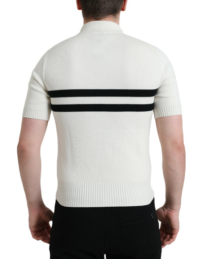 Dolce & Gabbana Weißes DG Logo Henley-Hemd mit Kragen T-Shirt