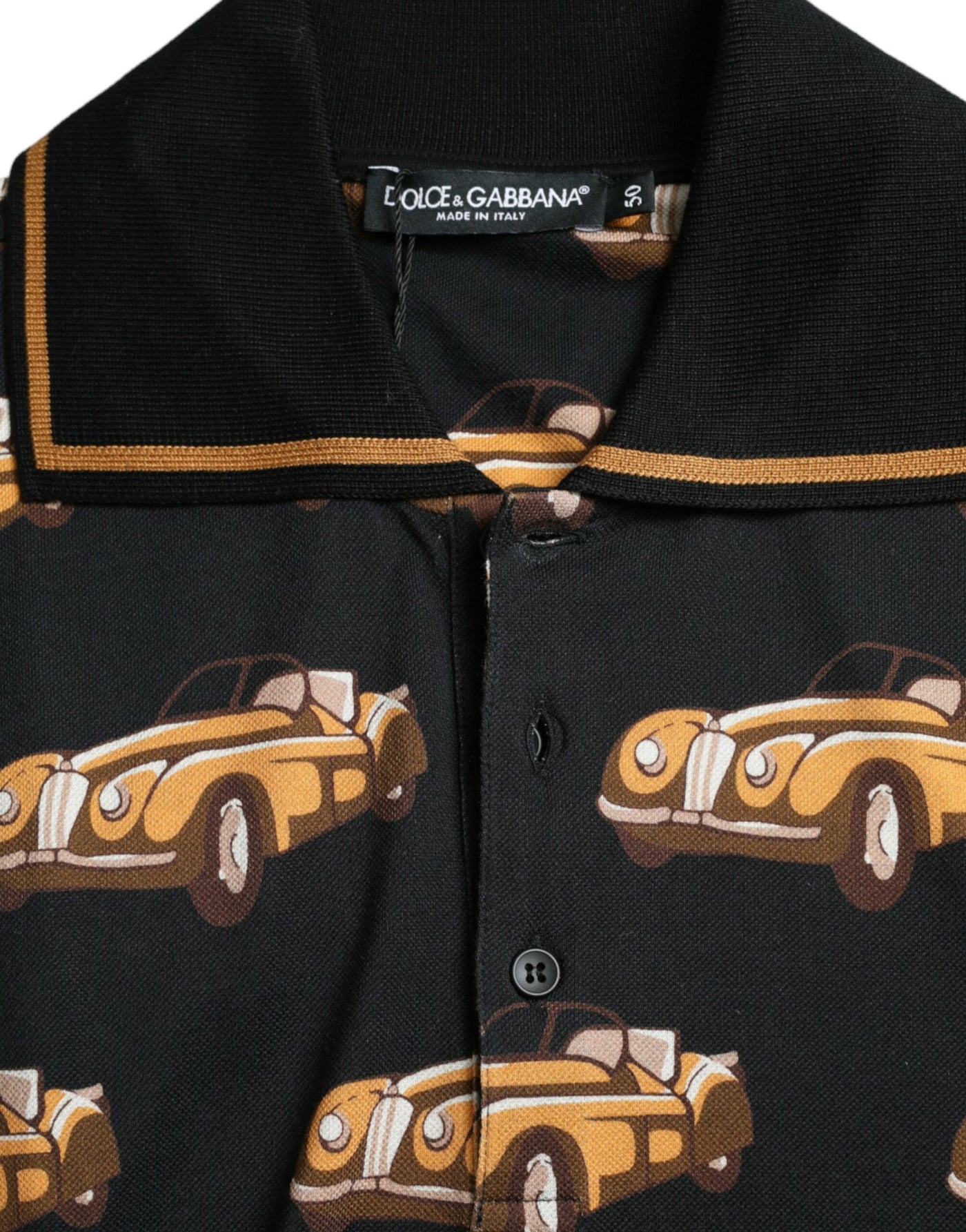 Dolce & Gabbana Schwarzes Kurzarm-Polo-T-Shirt mit Autodruck