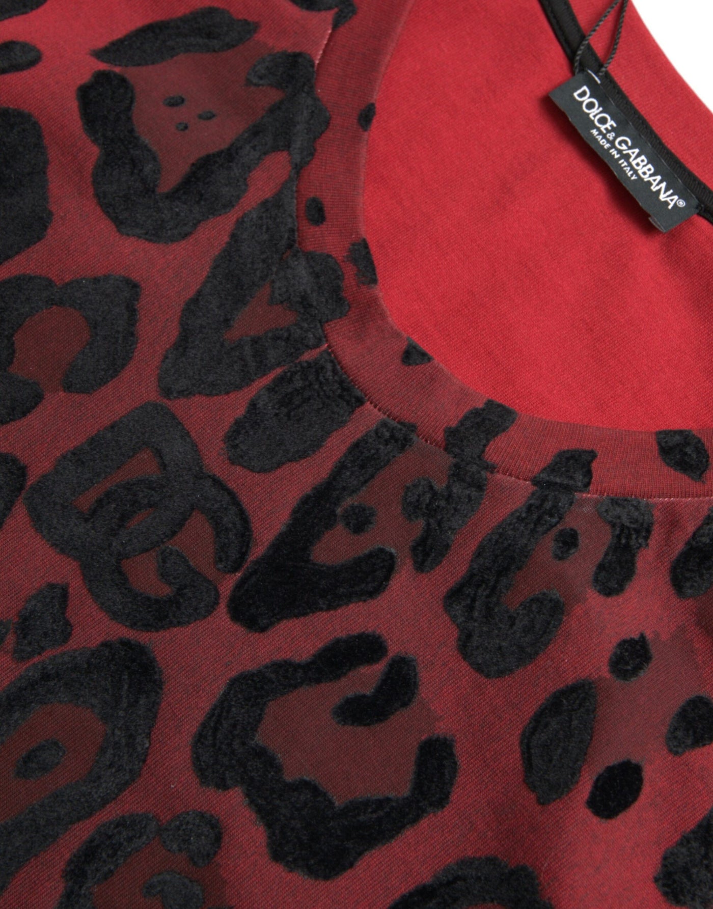 Dolce & Gabbana Rotes ärmelloses Tank-T-Shirt mit Leopardenmuster