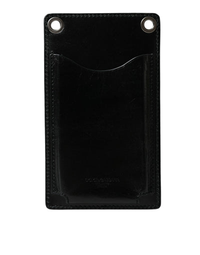 Dolce & Gabbana Brieftasche Schwarzes Pferd Leder Reißverschluss Logo Cross Body Telefonschlitz