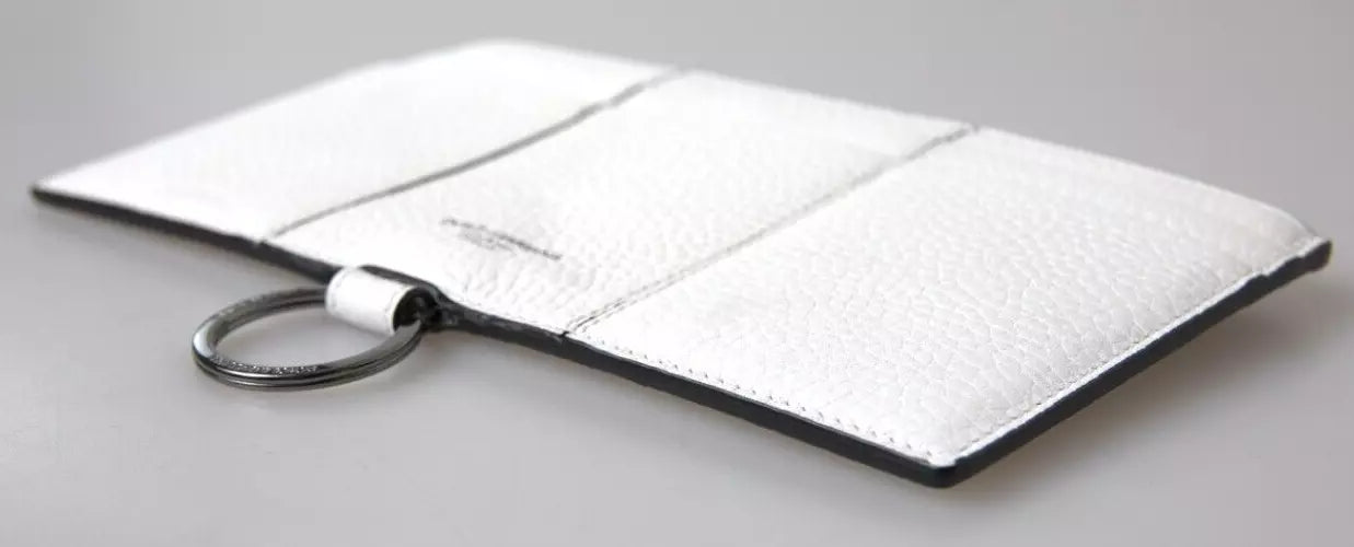 Dolce & Gabbana Weißes Kalbsleder Großes Crossbody-Kartenetui Brieftasche