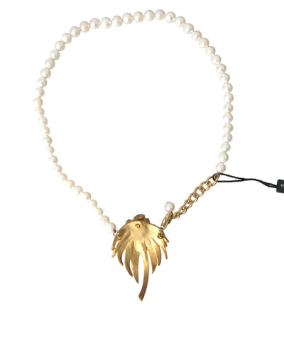 Dolce & Gabbana Gold Messing Kristall Perle Baum Anhänger Charme Halskette