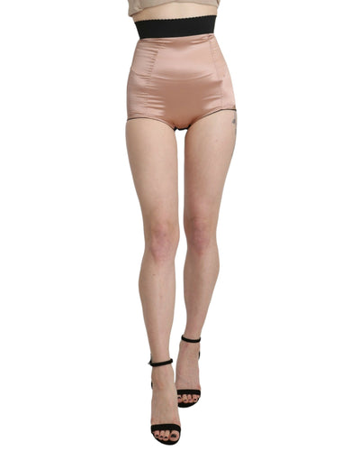 Dolce & Gabbana Beige Seide Hohe Taille Mini Hot Pants Shorts