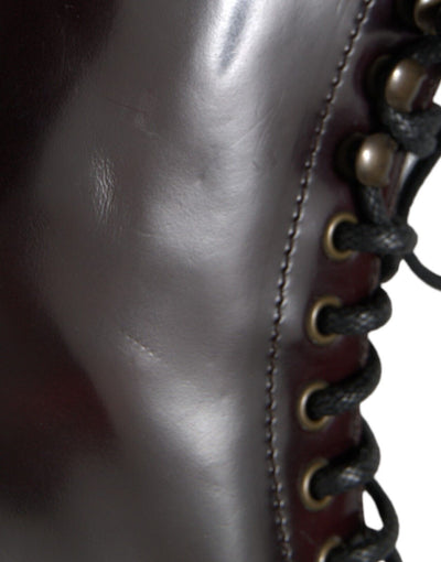 Dolce & Gabbana Schwarzes Leder Militär Kampfstiefel Schuhe