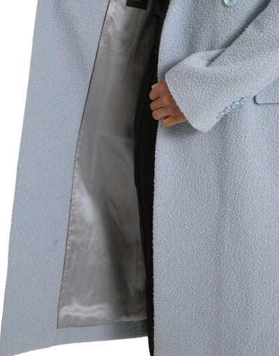 Dolce & Gabbana Blauer doppelreihiger langer Trenchcoat Jacke