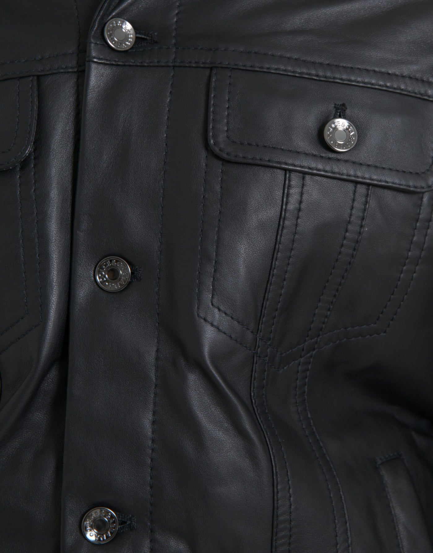 Dolce & Gabbana Schwarzes Leder Pelzkragen Bikermantel Jacke