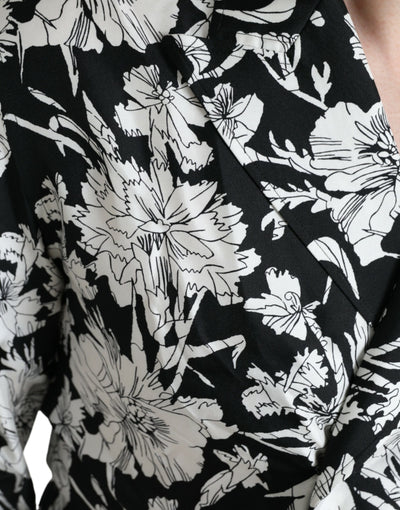 Dolce & Gabbana Schwarz Weiß Floral Button Down Casual Hemd