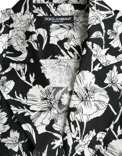 Dolce & Gabbana Schwarz Weiß Floral Button Down Casual Hemd