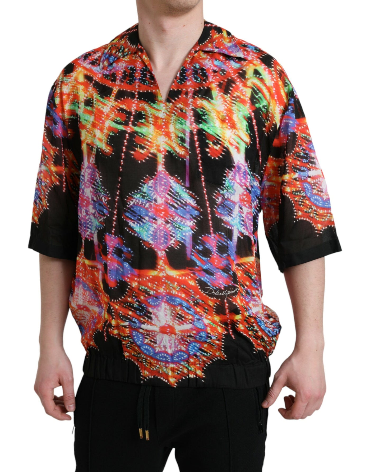 Dolce & Gabbana Mehrfarbiges T-Shirt aus Baumwolle mit Luminarie-Druck