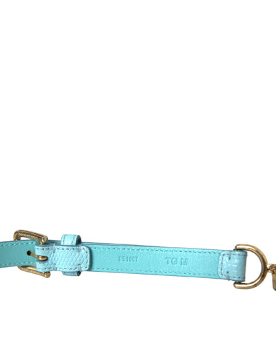 Dolce & Gabbana Hellblauer Leder-Kristall-Ketten-Taillengürtel