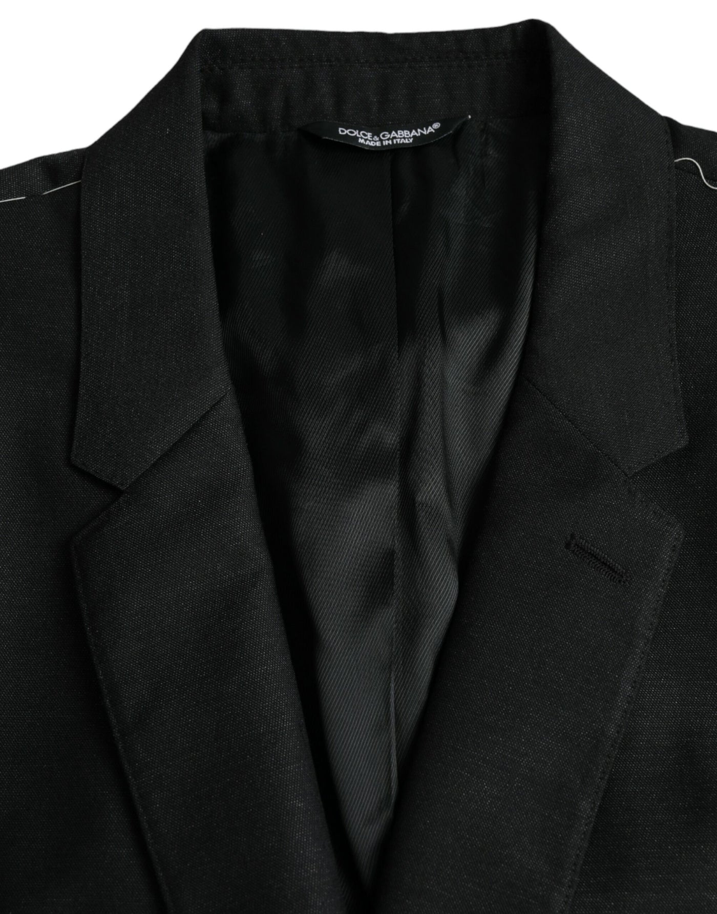 Dolce & Gabbana Schwarzer Wollmantel einreihig mit Kerbe Blazer