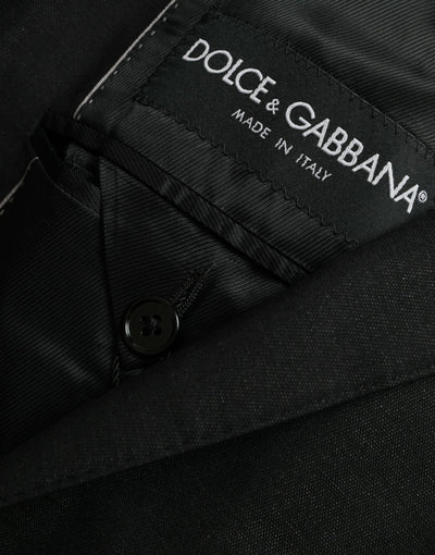Dolce & Gabbana Schwarzer Wollmantel einreihig mit Kerbe Blazer