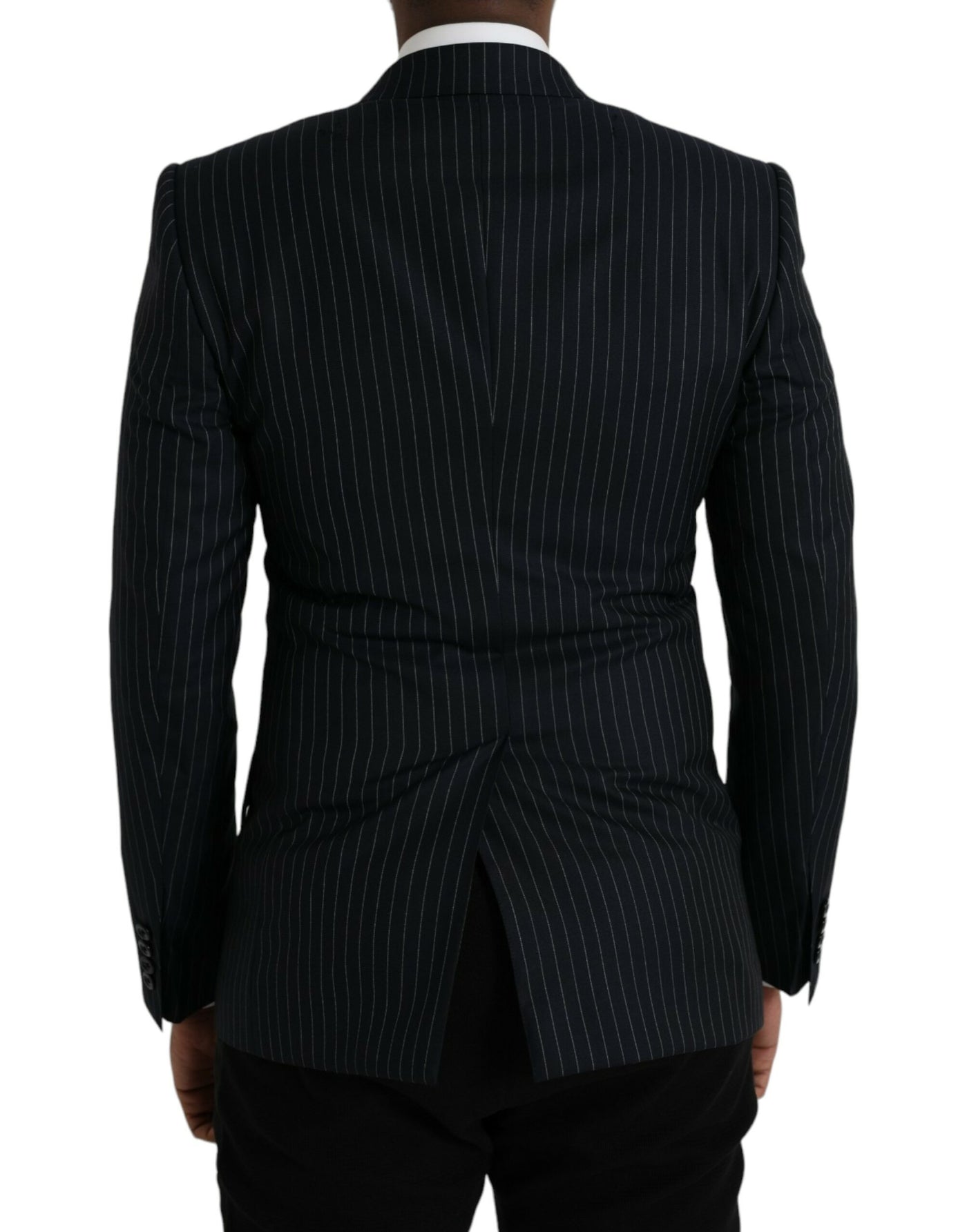Dolce & Gabbana Schwarzer Streifen SICILIA Zweireihiger Mantel Blazer